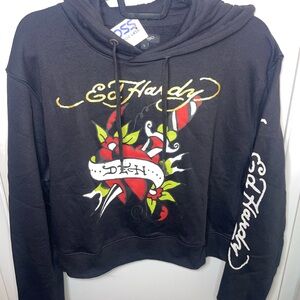 NWT Ed Hardy Black Hoodie with Bold Graphic
